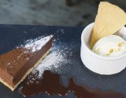 Le Café du Marché Food Image Chocolate Tart With Ice Cream