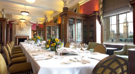 London Marriott Hotel County Hall Private Dining Room Image The Library Set Table With Big Ben In Background 1