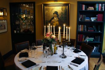 The Fox Club Mayfair Private Dining Room Image Lit Candles On Dinner Table 1