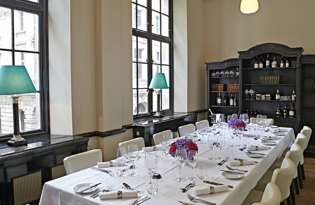 Ground floor private dining room at The Mercer, City of London