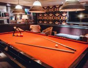 100 Wardour St Private Room With Orange Beize Snooker Table