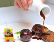 Pied a Terre Food Image Gravy Poured On Meat Dish