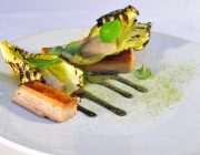 Pied a Terre Food Image Salmon With Charred Chicory