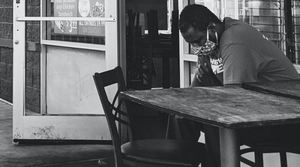 Man dines outside during COVID-19