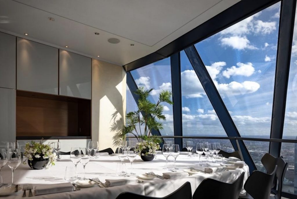 Searcys At The Gherkin Small Boardroom Private Dining Room Image With London Skyline