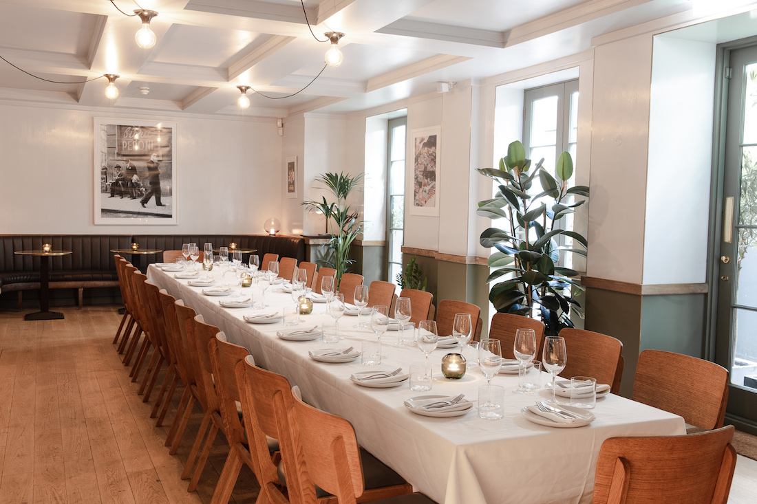 Private dining room at The Italian Greyhound Marylebone W1
